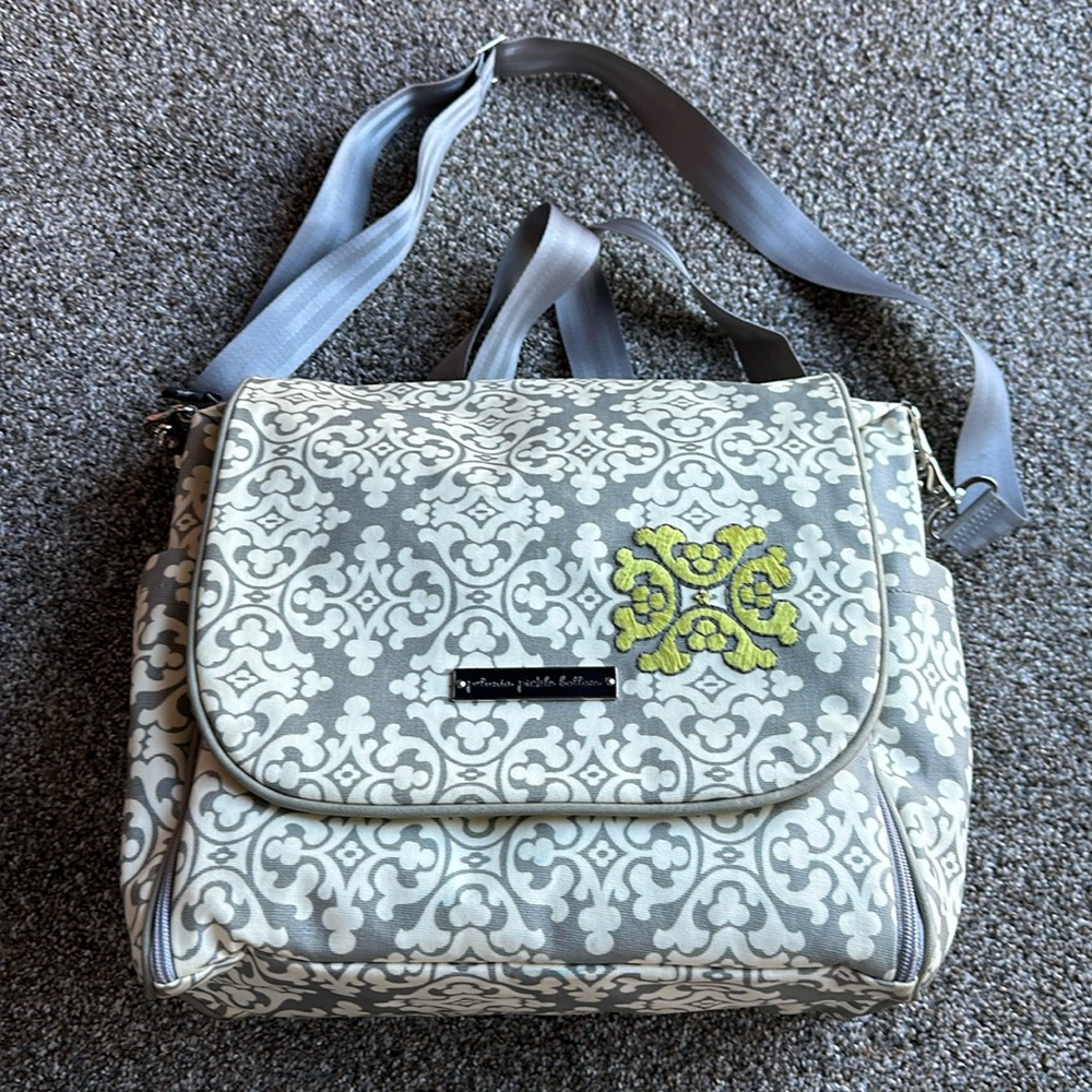 Petunia Pickle Bottom Grey and White Diaper Bag
